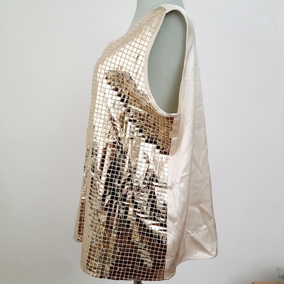 Russell Kemp ivory and gold lamé reversible top - Picture 5 of 9